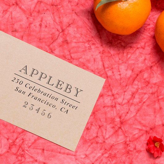 クラシックタイポグラフィ |家族の名前と差出人住所 ラバースタンプ