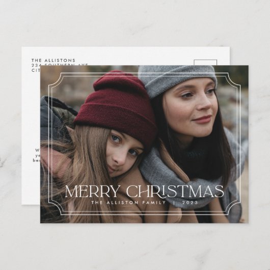 クラシックタイムレスメリークリスマスホリデーハガキ シーズンポストカード (正面/裏面)