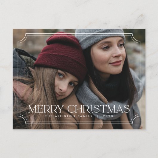 クラシックタイムレスメリークリスマスホリデーハガキ シーズンポストカード (正面)