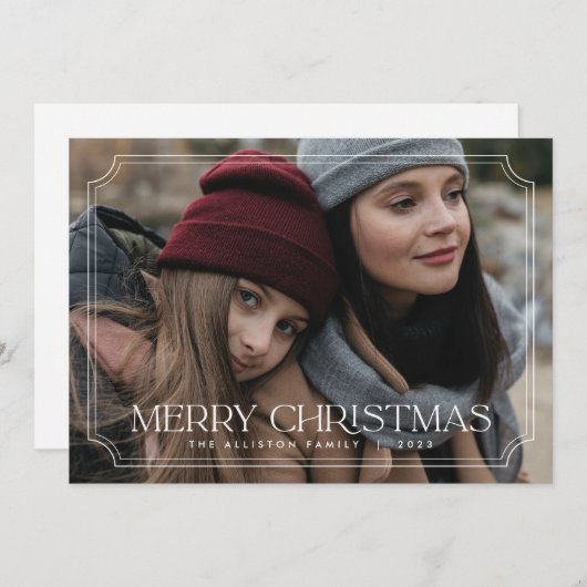 クラシックタイムレスメリークリスマスホリデー写真 シーズンカード (正面/裏面)