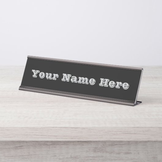 クラシックタイムレ伝統的ス黒無地の色 デスクネームプレート (正面)