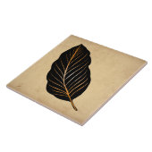 クラシックタンベージュブラウンゴールドフォイルリーフ タイル (側面)