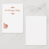 クラシックターキーサンクスギビング座席表 プレイスカード (正面/裏面)