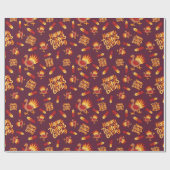 クラシックターキーズハッピーサンクスギビング秋シームレス ラッピングペーパー (フラット)