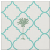 クラシックターコイズシンプル及び白色quatrefoil ファブリック (クローズアップ)