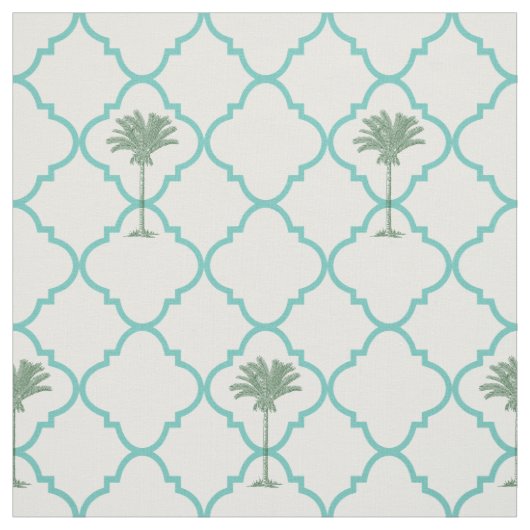クラシックターコイズシンプル及び白色quatrefoil ファブリック (見本)