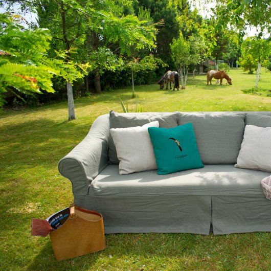 クラシックターコイズハイビスカスモノグラム装飾用クッション クッション