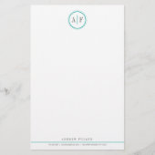 クラシックターコイズモノグラムの文具 便箋 (正面)