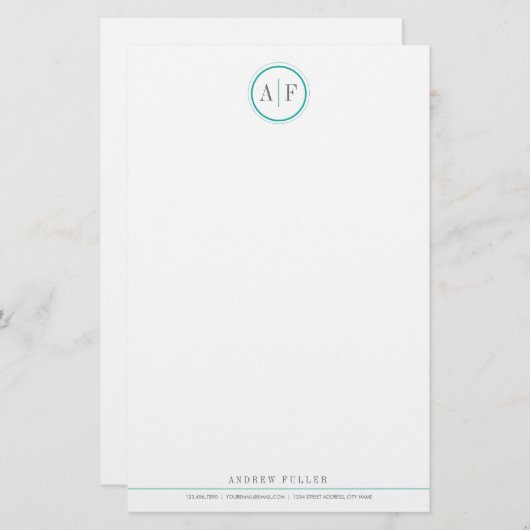 クラシックターコイズモノグラムの文具 便箋 (正面/裏面)