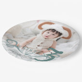 クラシックターコイズ誕生日パーティー ペーパープレート (アングル)