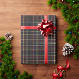 クラシックタータンチェックのクリスマスパターン 記念日 ラッピングペーパー