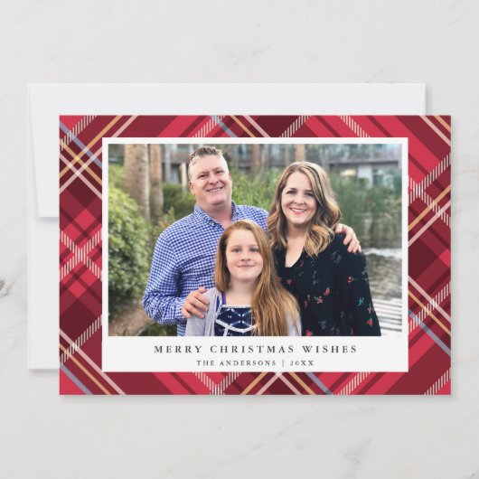 クラシックタータンチェックの赤い格子枠 |休日の写真 シーズンカード