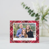 クラシックタータンチェックの赤い格子枠 |休日の写真 ポストカード (スタンド正面)