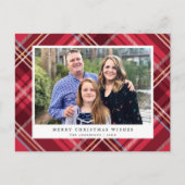 クラシックタータンチェックの赤い格子枠 |休日の写真 ポストカード (正面)
