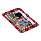 クラシックタータンチェックの赤い格子枠 |休日の写真 マグネット (右側)