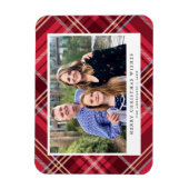 クラシックタータンチェックの赤い格子枠 |休日の写真 マグネット (縦)