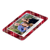 クラシックタータンチェックの赤い格子枠 |休日の写真 マグネット (左側)