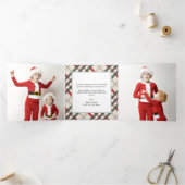 クラシックタータンチェックベージュプレイドクリスマストリフォールドホリ 三つ折りクリスマスカード (内部)