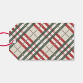 クラシックタータンチェックベージュレッド格子状クリスマスギフトラベル ギフトタグ (裏面横)