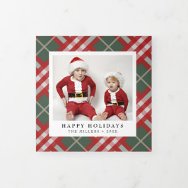 クラシックタータンチェックペイド 三つ折りクリスマスカード