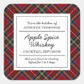 クラシックタータンチェックレッドホリデーカクテルインフュージョンキット スクエアシール (正面)