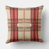 クラシックタータンチェックレッド&ブラック – 編素朴織2 クッション (裏面)