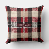 クラシックタータンチェックレッド&ブラック – 編素朴織 クッション (裏面)