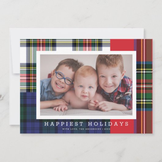 クラシックタータンチェック名門私立校風のーPlaid Patchwork 1写真 シーズンカード (正面)