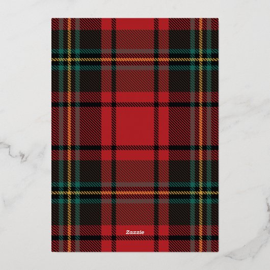 クラシックタータンチェック+ゴールドフォイルホリデーフォトカード 箔シーズンカード (裏面)