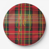 クラシックタータンチェック「喜び」書道装飾品 ペーパープレート (正面)