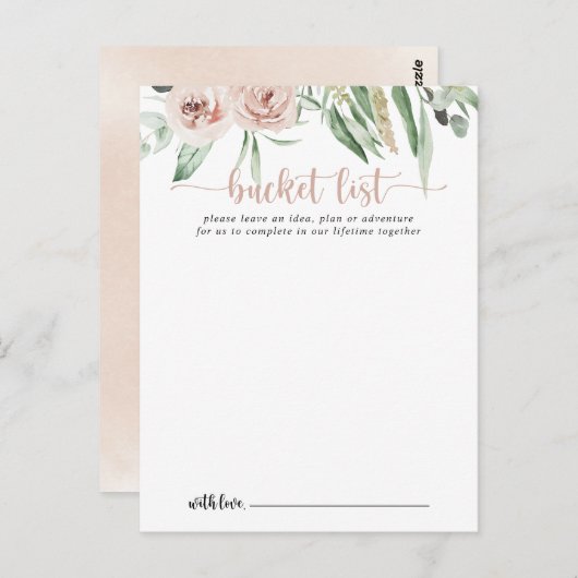 クラシックダスティピンク結婚ローズのバケットリストカード ポストカード (正面/裏面)