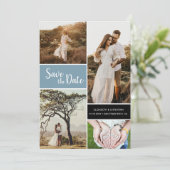 クラシックダスティブルーフォトコラージュ結婚ズ セーブザデート (スタンド正面)