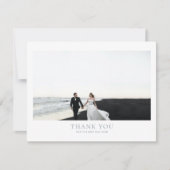 クラシックダスティブルーロマンチック結婚写真 サンキューカード (正面)