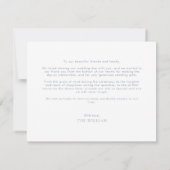 クラシックダスティブルーロマンチック結婚写真 サンキューカード (裏面)