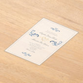 クラシックダスティブルー結婚ズ アクリル招待状 (レイダウン)