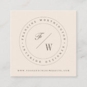 クラシックダブルモノグラムサークルスタンプミニマリスト スクエア名刺 (正面)