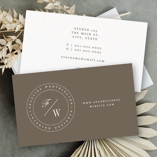 クラシックダブルモノグラムサークルスタンプミニマリスト 名刺