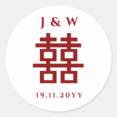 クラシックダブル幸福中国ののステッ結婚カー ラウンドシール (正面)