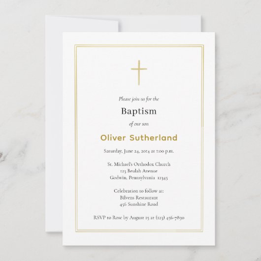 クラシックダブル金ゴールドフレシンプルーム正教会 招待状 (正面)