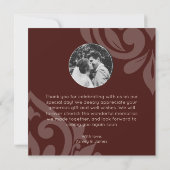 クラシックダマエレガントスクMahogany赤結婚写真 サンキューカード (裏面)