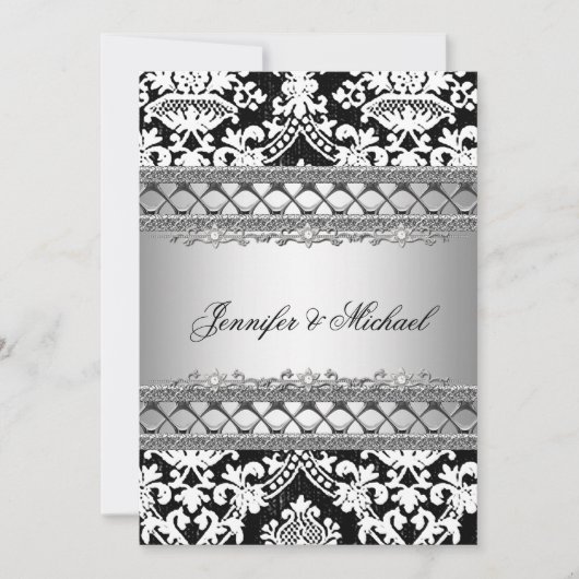 クラシックダマスウェディングパーティの招待状 招待状 (正面)