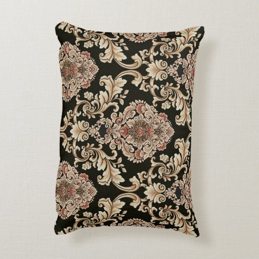クラシックダマスクのジャカードパターンとフレーム抽象 アクセントクッション (裏面(縦))