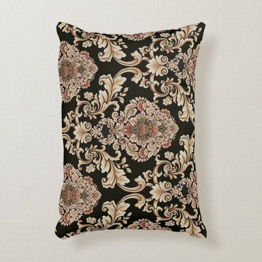 クラシックダマスクのジャカードパターンとフレーム抽象 アクセントクッション (正面(垂直))