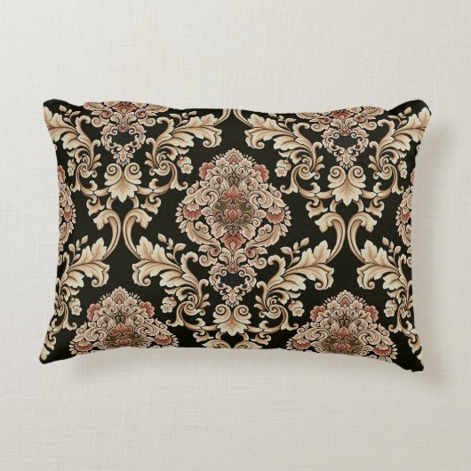 クラシックダマスクのジャカードパターンとフレーム抽象 アクセントクッション (裏面)