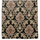 クラシックダマスクのジャカードパターンとフレーム抽象 シャワーカーテン (正面)