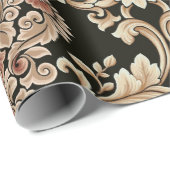 クラシックダマスクのジャカードパターンとフレーム抽象 ラッピングペーパー (ロールコーナー)