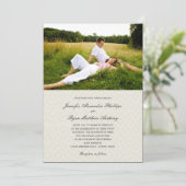 クラシックダマスクウエディングフォト招待状-クリーム 招待状 (スタンド正面)