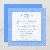 クラシックダマスクスノーフレークスニューイヤー招待状 招待状 (正面/裏面)