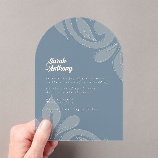 クラシックダマスクティール(緑がかった色)結婚ズアクリル招待状 アクリル招待状 (インサイチュ (ポータブル))