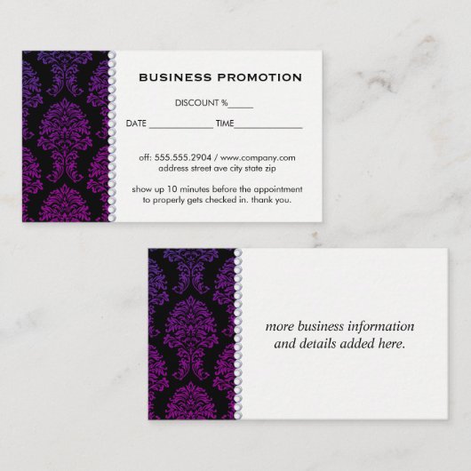 クラシックダマスクパターンのプロモーション 予約カード (正面/裏面)